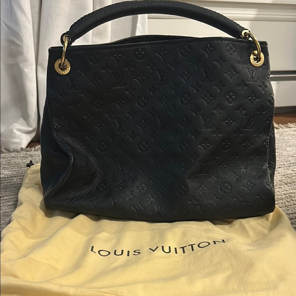 Louis Vuitton Black Shoulder Bag with Gold Hardware